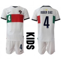 Echipament fotbal Portugalia Ruben Dias #4 Tricou Deplasare Mondial 2022 pentru copii maneca scurta (+ Pantaloni scurti)
